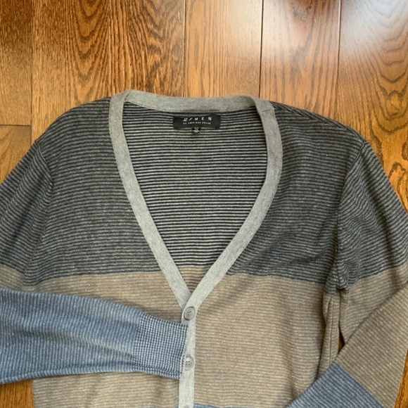 FOREVER 21 Cardigan Colourblock Striped Grey Brown and Blue. Size S. - Picture 3 of 7